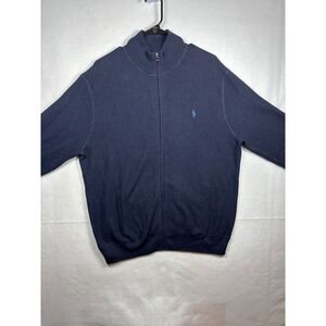 Polo Ralph Lauren Mens XL Pima Cotton Full-Zip Sweater Navy Blue